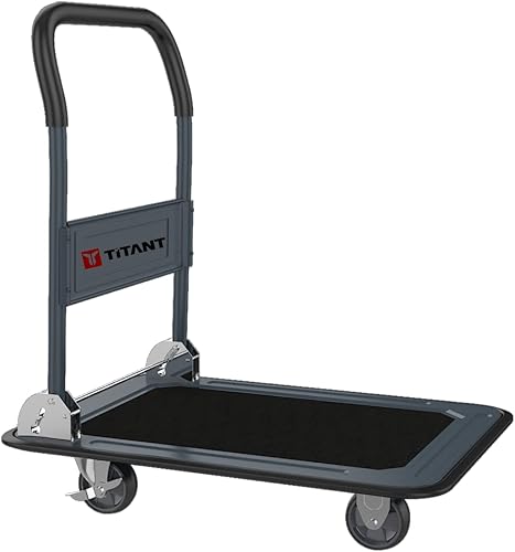 TITANT Carrito de empuje Carrito plegable con ruedas capacidad de peso de 330 libras carrito con ruedas giratorias de 360 Camión de mano plegable
