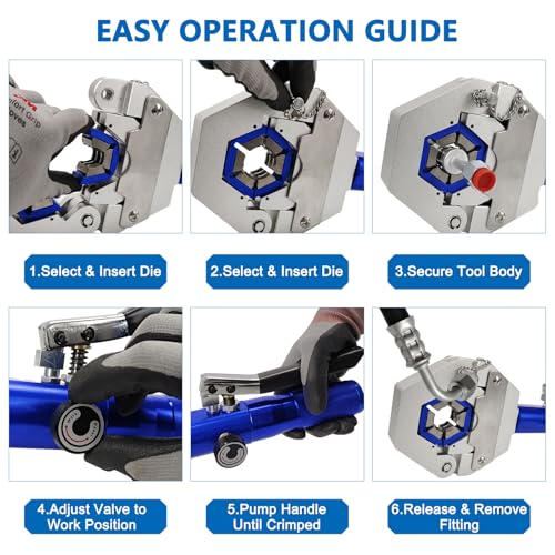 Image of Hydraulic AC Hose Crimper Hydra-Krimp 71500 Manual A /C Hose Crimper Kit Air Conditioning Repaire Handheld Hydraulic Hose Crimping Tool for BH Air Conditioner Hose & Beadlock A /C Fittings