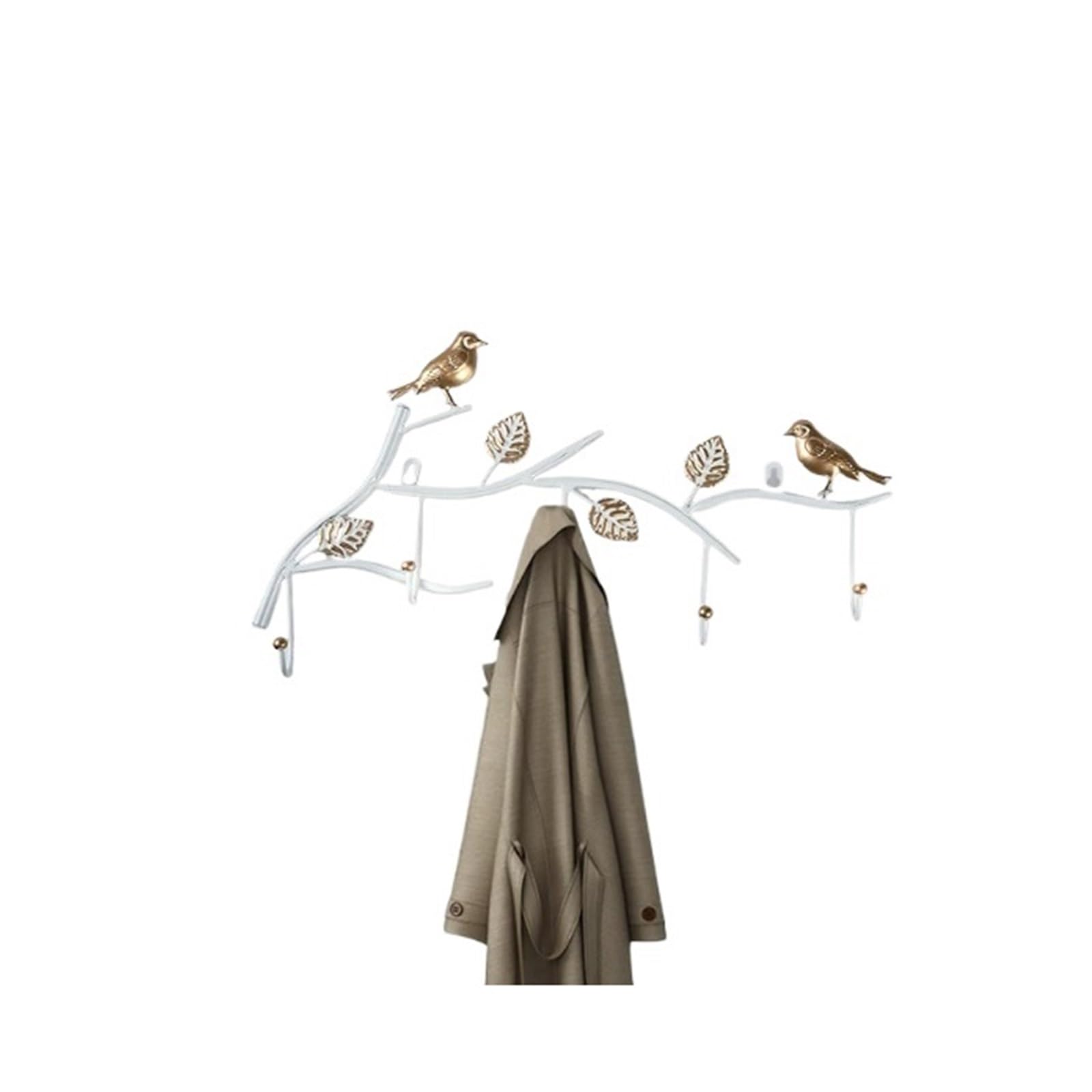 YQINQIN83B Coat Hangers Creative Wall-Mounted Coat Rack with Leaves and Birds, Hooks for Behind The Bedroom Door for Bedroom(White,Small)