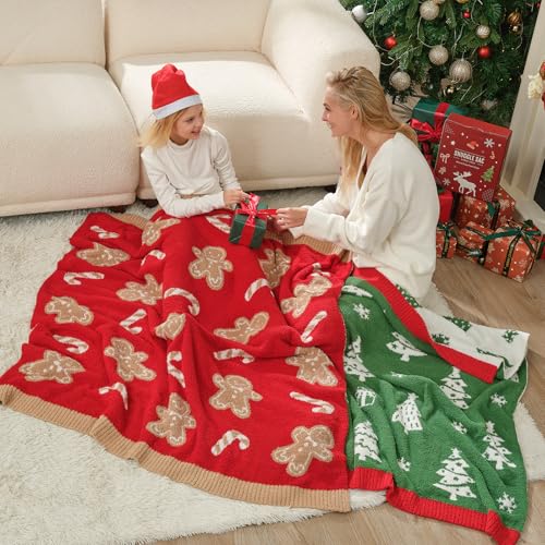 Snuggle Sac Christmas Gingerbread Man Throw Blanket Red Candy Cane Blanket 50x60 inches, Ultra Soft Reversible Cozy Throw Blanket for Couch, Sofa and Bed for Xmas - image 6