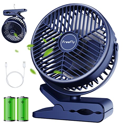 【10000mAh電池内蔵】FreeFly 充電式クリップ扇風機 卓上扇風機 直径約10CM羽根 14cm大型ファン搭載 風量3段階調整 Type-C・USB-A端子搭載 スマート急速充電対応 360度角度調整 デスク・リビング・野外など