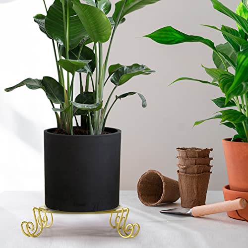 Allboss 3 Pack Metal Plant Stands For Flower Pot, Modern Simple Small Plant Stand Indoor Outdoor, Round Supports Display Rack Flower Pot Stand For Home Decoration (Gold) #TOP1
