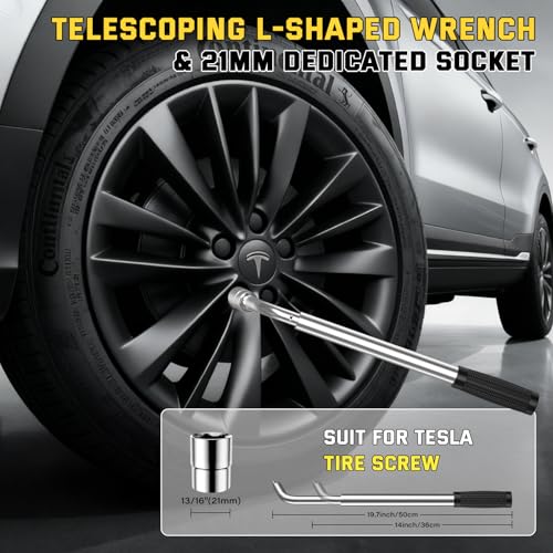 Image of 3 Ton Car Jack for Tesla Model Y Model 3, 4.1 inch-18.3 inch Lifting Scissor Jack with Lug Wrench, Tesla Tire Change kit for Model Y /3 /S /X.