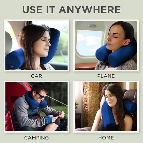 Image of Dot&Dot Twist Memory Foam Travel Pillow for Airplanes - Travel Neck Pillow for Sleeping - Airplane Pillow for Neck Support, Chin, Lumbar and Leg - Adjustable, Bendable Neck Roll Pillow
