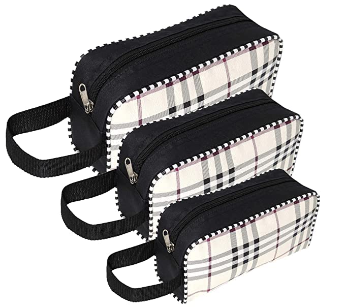 ANKIT International Travel Bag -Toiletry Organizer Hanging Dopp Kit for Men, Cosmetics Pouch for Women (Pack of 3, Black Checks)-image-15