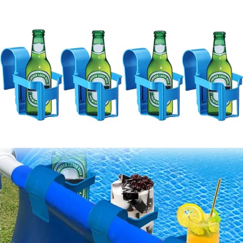 Xlong Poolrand Getränkehalter, 4 PCS, Pool Getränkehalter aus Kunststoff, Premium PP-Material, Robust & Auslaufsicher, Multifunktional für Pools & Badewannen, 4 PCS