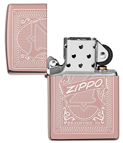 Encendedor de bolsillo Zippo diseño rosa dorado miniatura 5