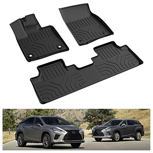 KIWI MASTER Floor Mats for 2016-2022 Lexus RX (RX350/ RX450h/ RX350L/ RX450hL) Custom Fit All Weather Car Mats Heavy Duty TPE Floor Liners Front & Rear 2 Row Black