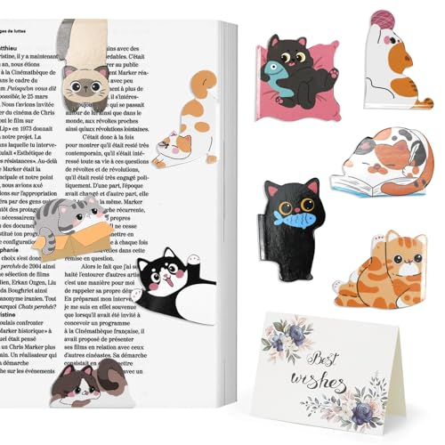 10 Pcs Magnetic Bookmarks, Cute Cat Double-Sided Printed Page Book