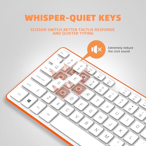 Image of USB Wired Keyboard for window,Comfortable Quiet Chocolate Keys, Durable Ultra-Slim Wired Computer Keyboard(QWERTY) for PC, Windows 11 /10 /8 /7 /XP /Vista KB1430 (Orange, Wired Keyboard For Windows)