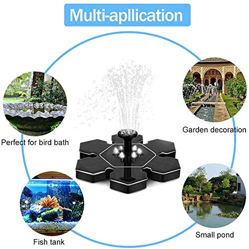 ACEWD Zonne-energie waterpomp, zonne-energie fontein pomp met LED-verlichting 2,4/3W hogere efficiëntie zonne-fontein waterpomp kit drijvende fontein pomp voor vogelbad tuin vijvers decoratie - Image 5