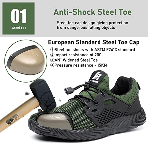 Image of Furuian Steel Toe Indestructible Shoes Men Women Lightweight Puncture Resistant Safety Work Shoes Sneakers for Construction Working Breathable