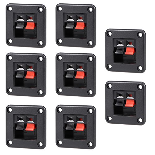 sourcingmap 8pcs 2 Way Jack Socket Spring Push Release Connector Speaker Terminal Strip Block, Red