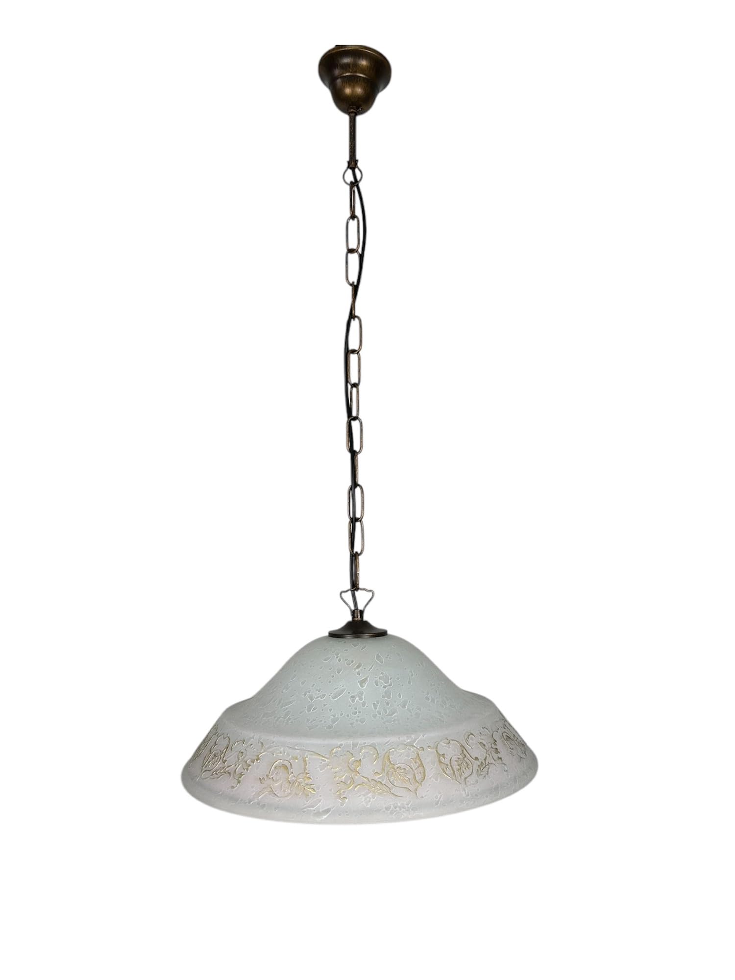 Generico Lampadario a Sospensione Classico in Vetro, 1 Luce, per Cucina, Bagno, Camera, Soggiorno, Scala, Corridoio art. regina (ROSA)