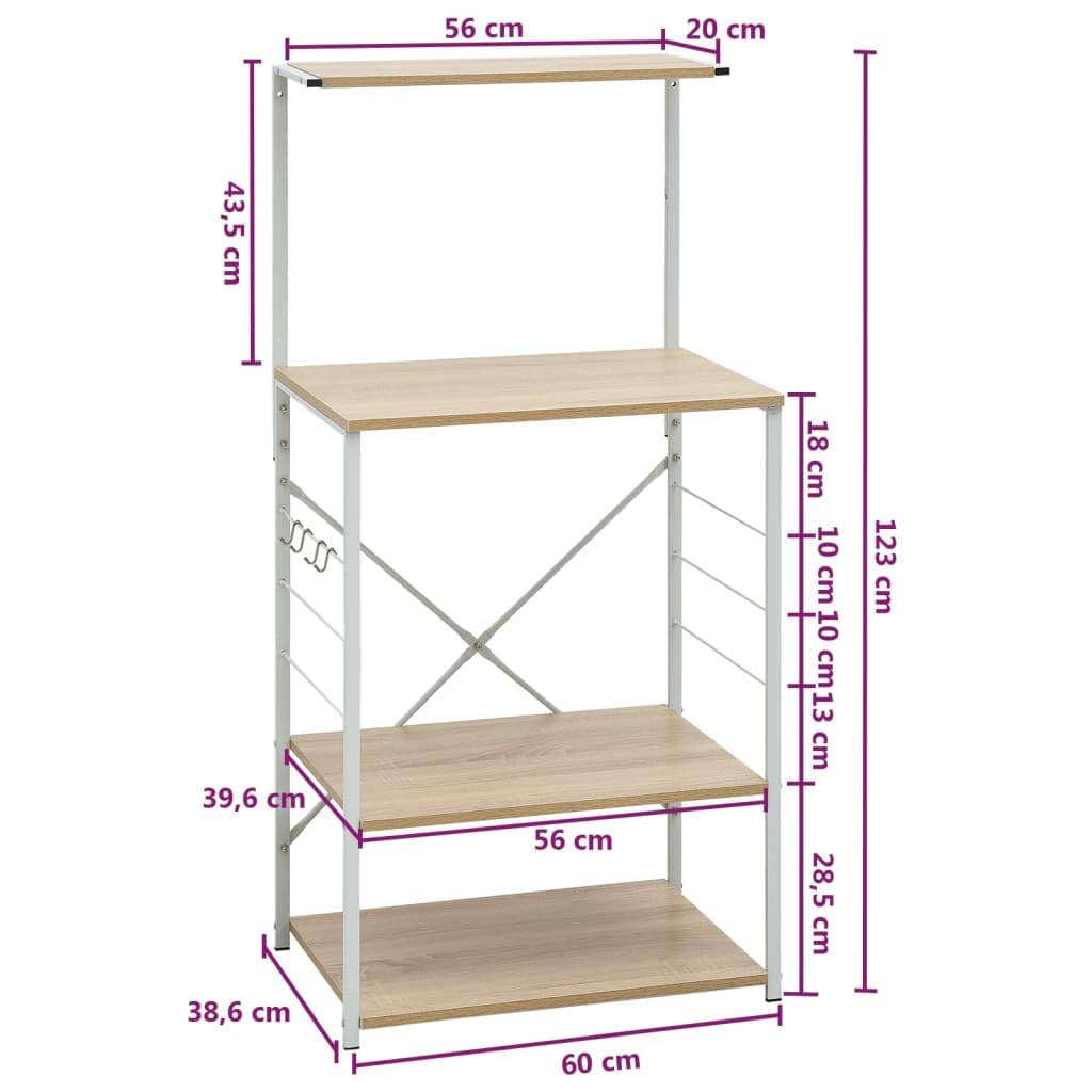 Generisch Mikrowellenregal Weiß Eiche-Optik 60x39,6x123 cm Holzwerkstoff,Heim & Garten,Küche & Esszimmer,Küchenhelfer & -utensilien,Küchenorganizer,Küchenutensilienhalter & -ablagen,11KG,288241
