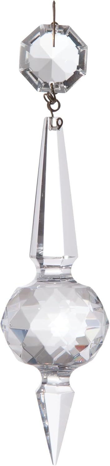 B&P Lamp® 5 1/4 Inch Magnum Crystal Chandelier Light Replacement Pendant Prism with Clear Faceted Ball