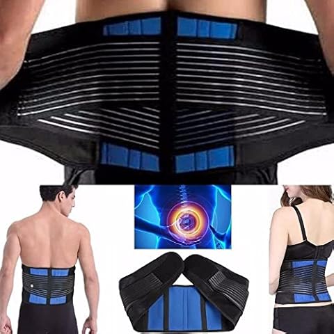 Neoprene Double Pull Lumbar Lower Back Support Belt Brace Posture Pain Relief (Medium (30-34 inches)) Cover