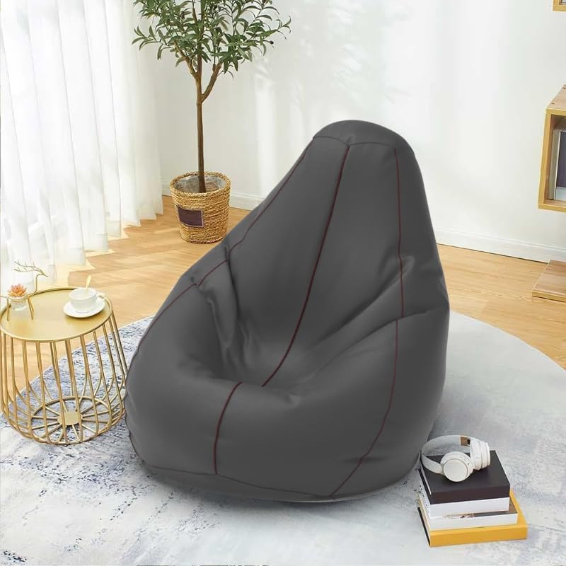 Bean Bag Chair Cover | Size: 3XL | Color: Dark-Grey Maroon | Without Beans | Premium Leatherette Cover (CMFYPPNG1327)-image-48