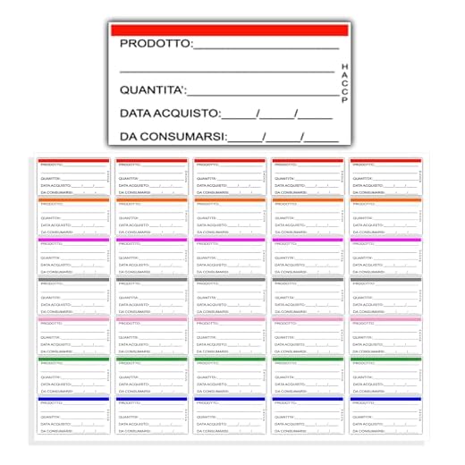 Arterby's® – 350-700 – 1000 + 50 – etiketten voor het invriezen van levensmiddelen Haccp Italiaans – stickers 25 x 50 mm met gepersonaliseerde productkaart – minimale houdbaarheid (Col3, 350 stuks)