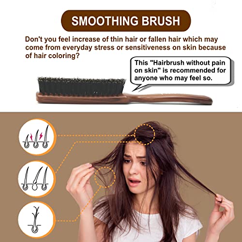 Thin Hair Brush Without Pain On Skin : For Anyone Who May Have Trouble With Thin Hair .Specialized Hair Brush With Soft Hog Hair For Glossing Your Hair And Preventing Hair Breakage. (For Brushing…) #TOP4