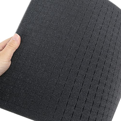 HMF 14501-02 Alu Fotokoffer, Waffenkoffer mit Rasterschaumstoff | 46 x 33 x 15 cm | Schwarz