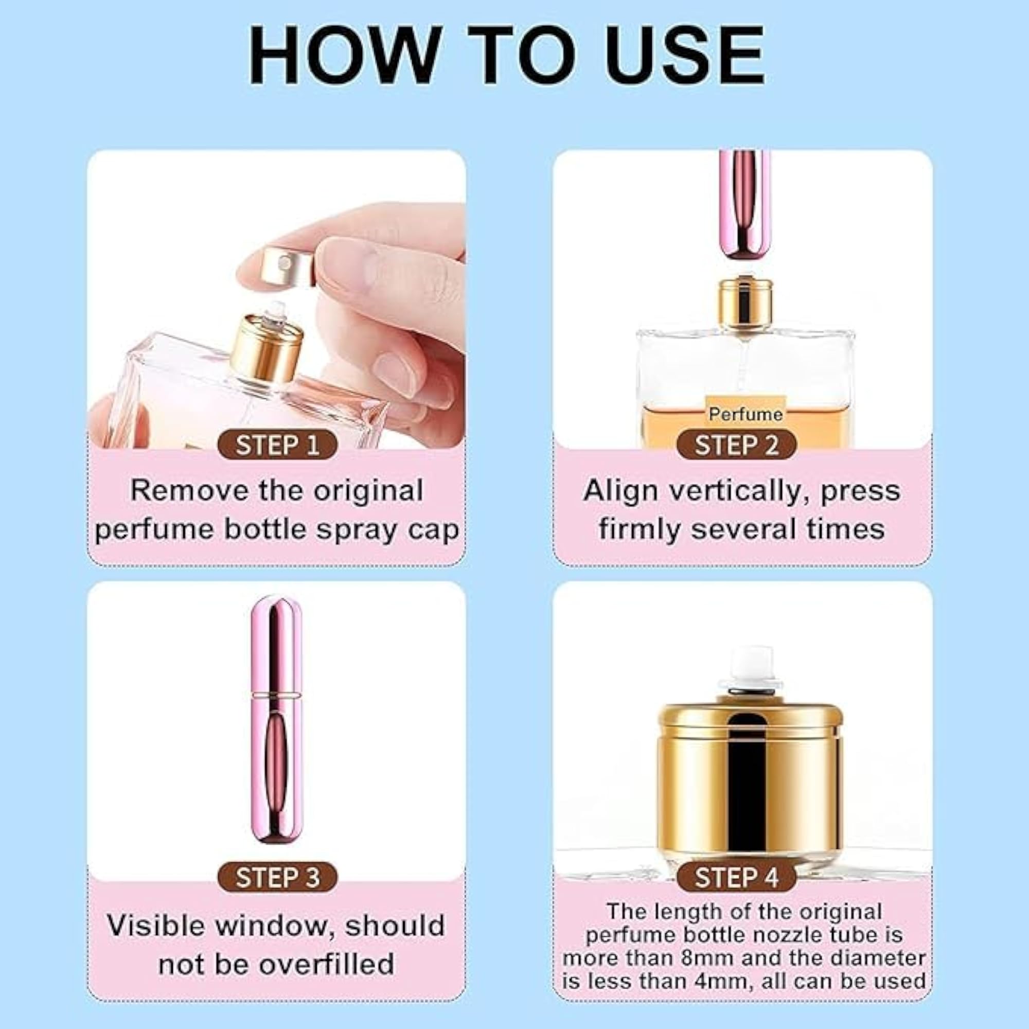 Mini Perfume Refillable Atomizer Bottle, Travel Spray Bottle