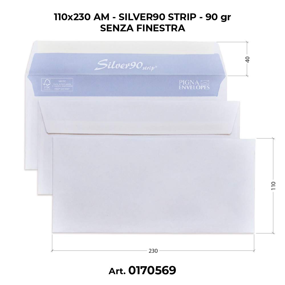 Silver Strip Buste Commerciale F.To 110 x 230 in Carta Uso Mano Fsc 90 g