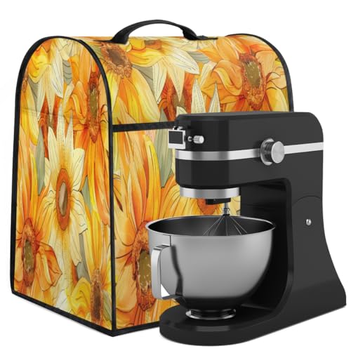 Coffee Maker Cover Sunflower Floral Kitchen Appliance Covers Small Appliance Covers Blender Cover Juicer Cover Dust Covers for Kitchen Appliances with Top Handle and Pockets,Washable,B896