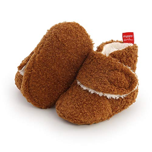 COSANKIM Baby Booties Newborn Boys Girls Fleece Boots Non Slip Grippers Stay On Slipper Socks Infant First Walker Winter Warm Crib Shoes