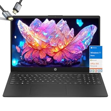 HP Laptops Tela de 15,6 polegadas - Laptop escolar 2024 Windows 11 - Processador Intel N200 Beat i7-10510Y - Wi-Fi 6 - USB C - Bateria de longa duração - Cabo HDMI (16 GB RAM | SSD UFS de 128 GB)