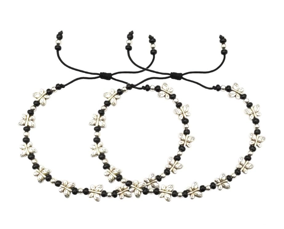 ARTIFICIAL TREE German Silver Butterfly Charms Black Thread Adjustable Nazariya Anklets | Nazar Battu | for Women and Girls (AT ANK 056) (B0C4G47DCS) Amazon Price History, Amazon Price Tracker