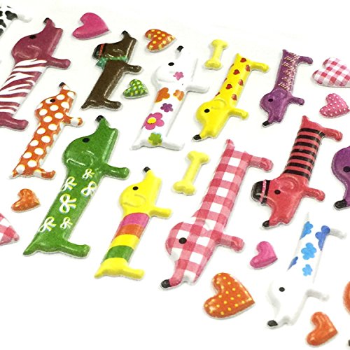 Allydrew 3D Puffy Adhesive Stickers Puffy Stickers For Crafts & Scrapbooking (5 Sheets) - Letters, Numbers, Elephants, Cats, Giraffes, Dogs #TOP3