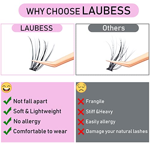 Image of Eyelash Clusters LAUBESS Lash Clusters Individual Lashes Cluster Eyelash Extensions DIY at Home Waterproof Cluster Lashes (10D /20D-D-Mix9-16)