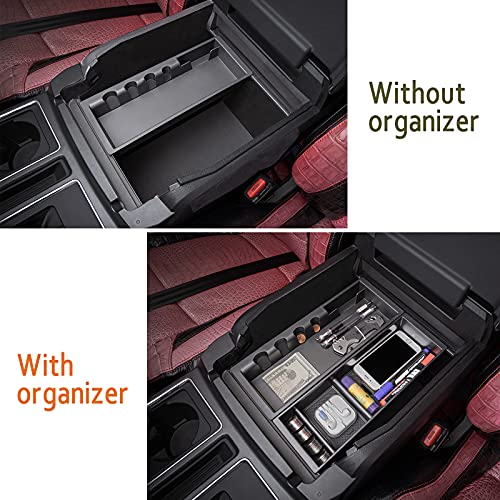 Jdmcar Center Console Organizer Compatible With Ford F150 Accessories 2023 2022 2021,Center Console Tray For F-150 Interior Accessories, Matte Black -(Full Console W/Bucket Seats Only) #TOP4