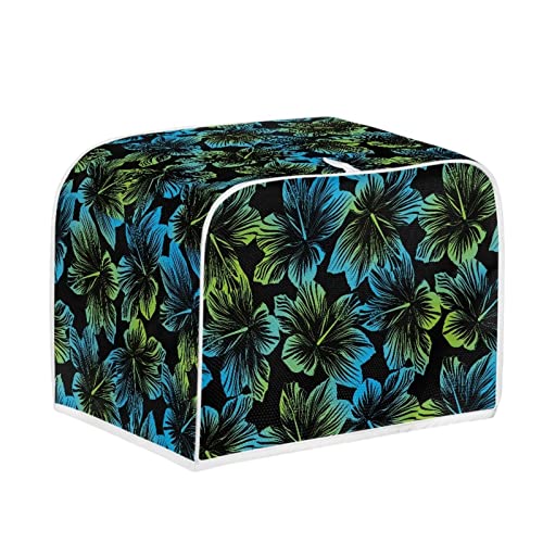 Image of Talayituse Hibiscus Flower Print 4 Slice Toaster Covers Dust Protection Bread Maker Covers Toaster Oven Cloth Cover Kitchen Accessories Washable Appliance Cover, Blue