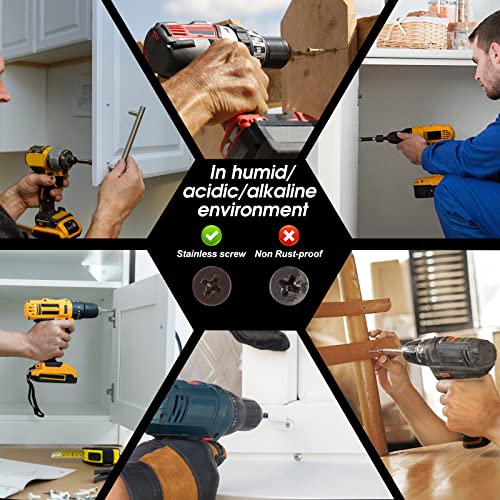 Image of Brown Head 100 PCS #10X1-1 /2(1.5 inch) Stainless Steel Phillips Flat Head Wood Screws,Stainless Steel 18-8 A2(304) Screw,Home Screw Kit by QISHENG