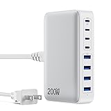 USB C Charger 200W USB C Charger Block,Upgraded GaN III 8-Port Fast Charging Station Hub,PD 65W...