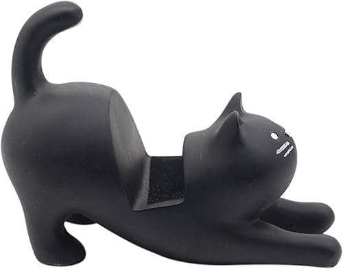 Miniatura 5 de BOLLEY JOSS Soporte de escritorio para teléfono celular, lindo gato estirado para oficina, manos libres, ornamento para el hogar