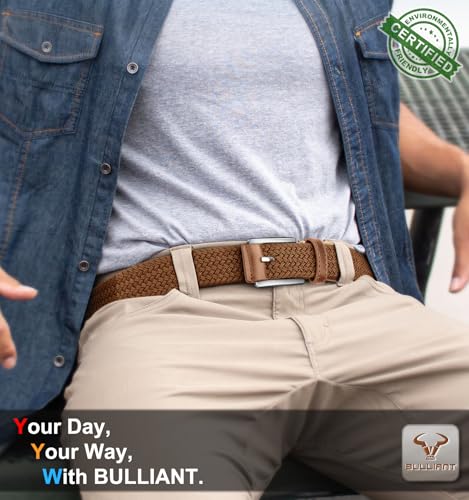Image of Stretch Belt Men,Bulliant Mens Woven Stretch Braided Belt 1 3 /8