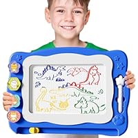 BLmukce Magnetic Drawing Board Large, Toy for Kids Age 2-7 Years, Erasable Doodle Board with 4 Colors, Educational Travel Learning Toy, Birthday Gift for 2 3 4 5 Year Old Girls & Boys (Blue)