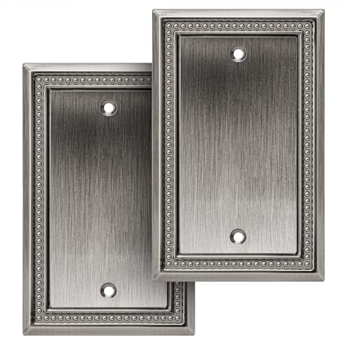 Image of Henne Bery Sunken Pearls Heavy Duty Decorative Wall Plate Switch Plate Outlet Cover (Single Blank, 2 Pack, Heirloom Silver)