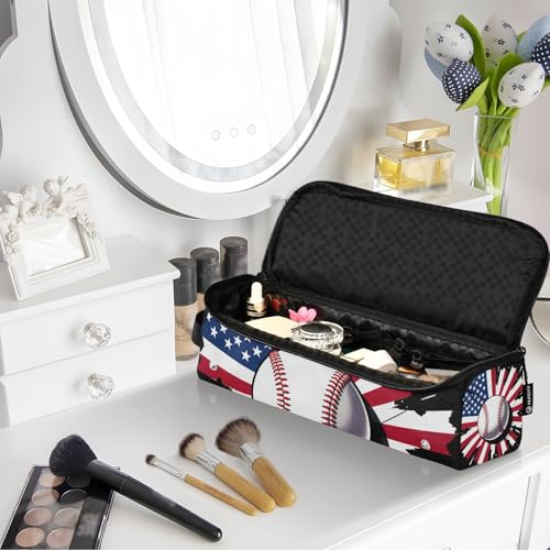 Bolsa organizadora de viaje 2 en 1 para plancha de pelo y rizadora con tapete resistente al calor impermeable, protector para planchas y secadores de pelo, diseño bandera americana para mujeres miniatura 7
