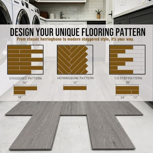 Image of Peel and Stick Floor Tile, 54 Sq.Ft Grey Vinyl Wood Flooring