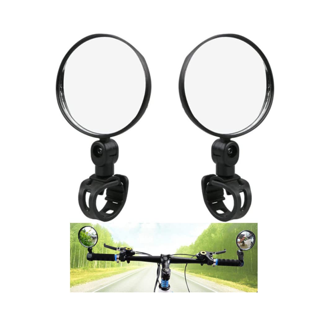 2 Pezzi Specchietto Retrovisore Bici, Ruotabile di 360 ° Specchietto Bici, Specchietto Monopattino Elettrico,Convesso in plastica per Mountain Road Bike