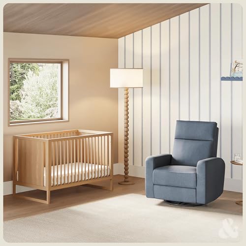 Image of Nurture& The Glider Plus - Premium Nursery Power Recliner | Swivel Chair with Adjustable Head Support and Adjustable Lumbar Support | Built-in USB - The Ultimate Comfort for Nursing, Relaxing (Navy)