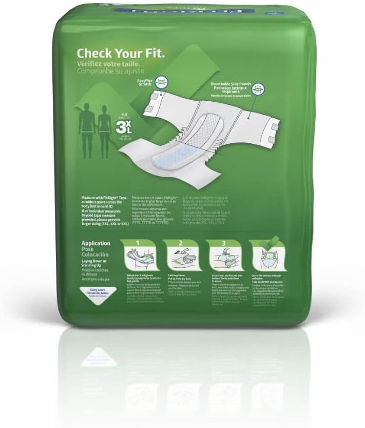 FitRight Bariatric Adult Diapers, Ultra Heavy Absorbency, 3XL (Waist Size 65in-84in), 12 Count, Disposable Incontinence Briefs for Men and Women, Moisture-Wicking, Leak Protection, - Image 2
