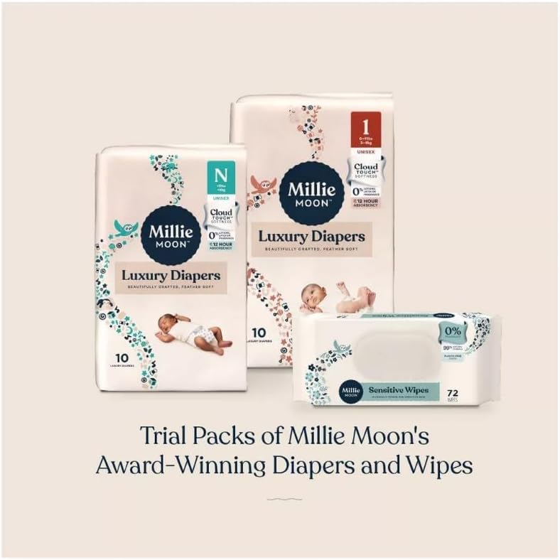 Millie Moon Luxury Diapers, Gift Box ~ (20 Count) ~ (1 Pack) ~ White.