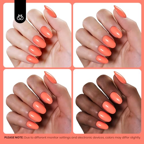 Image of Beetles Coral Orange Gel Polish - 8ML Hema Free Neon Bright Orange Peach Coral Gel Polish Passionate Fireworks Soak Off UV Colorful Bottle Nail Art Manicure