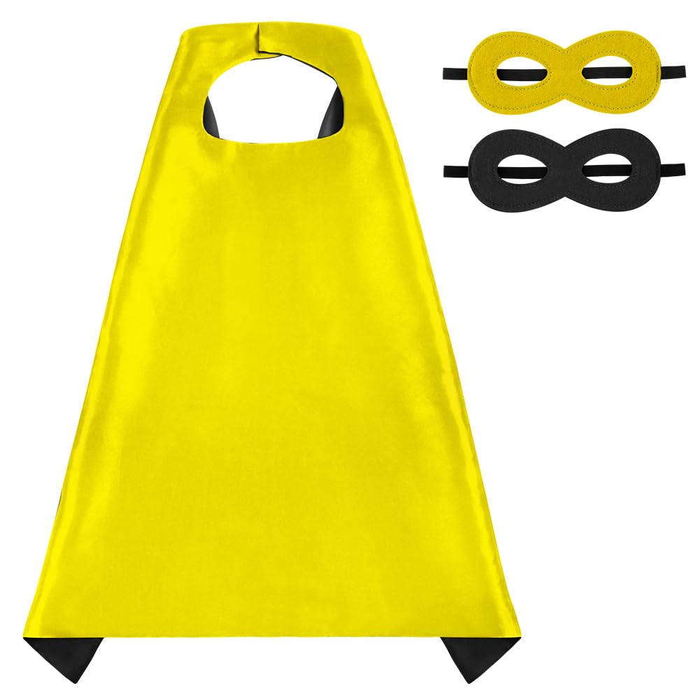AUYAO Superheld Cape Costume Kids 2Pcs Kurzer Doppelseitiges Umhang mit Maske Halloween Kostüm Kinderkostüm Mädchen Junge Faschingskostüme Masquerade Kostüm Karneval Cosplay Superhelden Cape Kinder