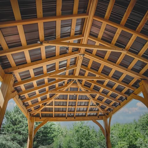 Backyard Discovery Barrington 20' x 12' Cedar Wood Outdoor Gazebo Pavilion with Hardtop Galvanized Steel Hip Roof, Snow Support, Wind Resistance, PowerPort, Shade for Garden, Patio, Deck, Entertaining - Image 8